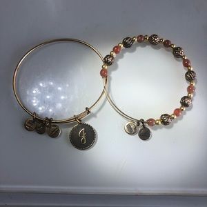 Alex and Ani Jewelry - 2 Alex & Ani Gold Bracelets, Initial J & Gold Bead Alex and Ani Jewelry - 2 Alex & Ani Gold Bracelets, Initial J & Gold Bead